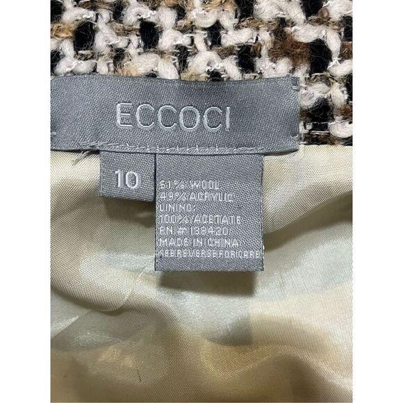 ECCOCI Wool Blend Chanel Style Zip Front 4 Front Pockets Lined Sz 10 Very Good U - Picture 5 of 5